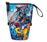 Baagl Pencil Case Boys Girls - Pencil Case Children - Pencil Case for School - Robust Pencil Case & Pencil Case with Secret Compartment - Stand Case, skate park, 19 x 14 x 8 cm, Colourful, playful