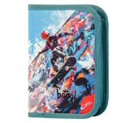 Baagl Pencil Case for Boys and Girls - Skate Park Pattern, 2 Compartments, Polyester, Zipper Closure