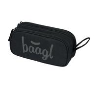 Baagl Pencil Case for Girls, Boys, School Pencil Case with 3 Compartments, Pencil Case for Teenagers, Kids Case, black, Pencil case