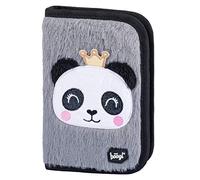 Baagl Pencil Case, Panda - Spacious School Stationery Carrier with 3 Compartments, Durable Polyester, Flap Closure, Ideal for Girls