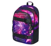Baagl School Backpack for Boys Girls Teenagers - Skateboard Backpack - Children's Backpack with Laptop Compartment and Chest Strap for School, Secondary School, Middle School, Skate Galaxy, 25L