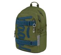 Baagl School Backpack for Boys Girls Teenagers - Skateboard Backpack - Children's Backpack with Laptop Compartment and Chest Strap for School, Secondary School, Middle School, olive, Mittelgroße