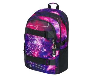 Baagl School Backpack for Boys Girls Teenagers - Skateboard Backpack - Children's Backpack with Laptop Compartment and Chest Strap for School, Secondary School, Middle School, Skate Galaxy, 25L