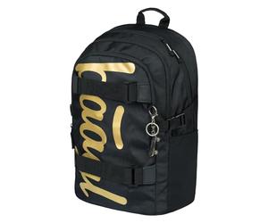 Baagl School Backpack for Boys Girls Teenagers - Skateboard Backpack - Children's Backpack with Laptop Compartment and Chest Strap for School, Secondary School, Middle School, Skate Gold, 25 Liter
