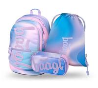 Baagl School Backpack Set 3 Pieces, School Bag for Primary School, Primary School Satchel with Chest Strap, Ergonomic School Bag, Sky, Einheitsgröße