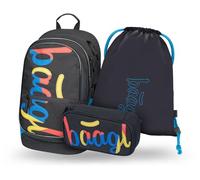 Baagl School Backpack Set 3 Pieces, School Bag for Primary School, Primary School Satchel with Chest Strap, Ergonomic School Bag, Logo mix, School bag set