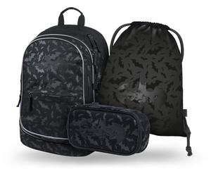 Baagl School Backpack Set 3 Pieces, School Bag for Primary School, Primary School Satchel with Chest Strap, Ergonomic School Bag, batman black, Kindergerecht, School bag set