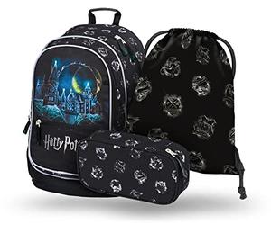 Baagl School Backpack Set 3 Pieces, School Bag for Primary School, Primary School Satchel with Chest Strap, Ergonomic School Bag, Harry Potter Hogwarts, School bag set