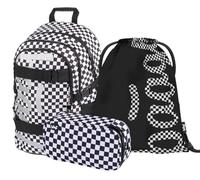 Baagl School Backpack Set Boys Girls 3-Piece School Bag from 3rd Grade, Primary School Satchel with Chest Strap, Ergonomic School Bag (Wednesday Nevermore), Skate Ska