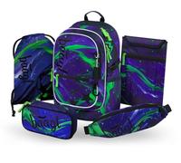 Baagl School Backpack Set Boys Girls 5 Pieces Ergonomic School Bag for Primary School Primary School Satchel with Chest Strap 25 L, Football Champion, Mittelgröße, School backpack set