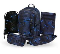 Baagl School Backpack Set Boys Girls 5 Pieces - School Bag from 3rd Class - Primary School Satchel with Chest Strap - Ergonomic School Bag, 29 L, Flash, Mittelgröße, School backpack set