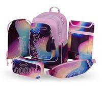 Baagl School Backpack Set Boys Girls 5 Pieces - School Bag from 3rd Class - Primary School Satchel with Chest Strap - Ergonomic School Bag, 29 L, Lyra, Mittelgröße, School backpack set