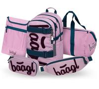 Baagl School Backpack Set Boys Girls 5 Pieces Skateboard Backpack School Bag from 3rd Grade Primary School Satchel with Chest Strap Ergonomic School Bag 25 L, rose, Mittelgröße, School backpack set