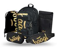 Baagl School Backpack Set Boys Girls 5 Pieces Skateboard Backpack School Bag from 3rd Grade Primary School Satchel with Chest Strap Ergonomic School Bag 25 L Gold Mittelgröße