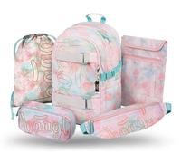 Baagl School Backpack Set Boys Girls 5 Pieces Skateboard Backpack School Bag From 3rd Grade Primary School Satchel With Chest Strap Ergonomic School Bag 25 L, Sunset, Mittelgröße