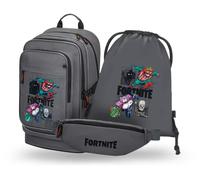 Baagl School Backpack Set Girls 3 Pieces - School Bag from 3rd Class - Primary School Satchel with Chest Strap - Ergonomic School Bag, Fortnite Squad, Medium, School backpack set