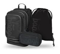Baagl School Backpack Set Girls 3 Pieces - School Bag from 3rd Class - Primary School Satchel with Chest Strap - Ergonomic School Bag, Black (uni black)
