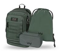 Baagl School Backpack Set Girls 3 Pieces - School Bag from 3rd Class - Primary School Satchel with Chest Strap - Ergonomic School Bag, grove