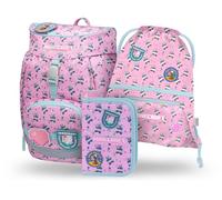 Baagl School Bag Boys for 1st Grade, Airy School Bag Set 3 Pieces, Primary School Backpack for Kids, Satchel for School, Satchel, Minecraft Panda, Mittelgroße, Ultra light