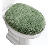 BAAHRNOM Luxury Soft Microfiber Toilet Lid Cover Machine Washable Solid Toilet Seat Cover 17.5" x 15" Adjustable Rubber Backing Fits Most 16-17.5" L x 14-16" W Round Oblong and Elongated Toilet Seat