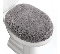 Baahrnom Luxury Soft Microfiber Toilet Lid Cover Machine Washable Solid Toilet Seat Cover 17.5" x 15" Adjustable Rubber Backing Fits Most 16-17.5" L x 14-16" W Round Oblong and Elongated Toilet Seat