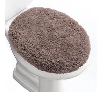 Baahrnom Luxury Soft Microfiber Toilet Lid Cover Machine Washable Solid Toilet Seat Cover 17.5" x 15" Adjustable Rubber Backing Fits Most 16-17.5" L x 14-16" W Round Oblong and Elongated Toilet Seat