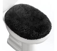 Baahrnom Luxury Soft Microfiber Toilet Lid Cover Machine Washable Solid Toilet Seat Cover 17.5" x 15" Adjustable Rubber Backing Fits Most 16-17.5" L x 14-16" W Round Oblong and Elongated Toilet Seat