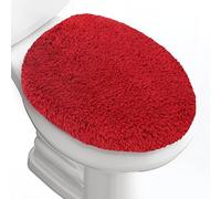 Baahrnom Luxury Soft Microfiber Toilet Lid Cover Machine Washable Solid Toilet Seat Cover 17.5" x 15" Adjustable Rubber Backing Fits Most 16-17.5" L x 14-16" W Round Oblong and Elongated Toilet Seat