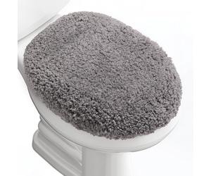 Baahrnom Luxury Soft Microfiber Toilet Lid Cover Machine Washable Solid Toilet Seat Cover 17.5" x 15" Adjustable Rubber Backing Fits Most 16-17.5" L x 14-16" W Round Oblong and Elongated Toilet Seat