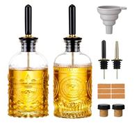 Baalaka Olive Oil Dispenser Bottle Set - 2 Glass Bottles with Metal Spout, 7oz Each - Precision Drip-Free Pouring, Airtight, Ergonomic Grip - Kitchen, Cooking, Food Preparation