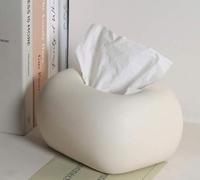 Baamur Ceramic Tissue Box White Ivory Elegant Tissue Dispenser for Bathroom, Living Room and Hallway, Decorative Tissue Box, Practical Cosmetic Tissues Storage