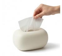 Baamur Ceramic Tissue Box White Ivory Elegant Tissue Dispenser for Bathroom, Living Room and Hallway, Decorative Tissue Box, Practical Cosmetic Tissues Storage