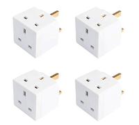 BAANI 2 Way Double Plug Adaptor - Multi Plugs Extension Sockets Adapter - UK 3 Pin Socket Extensions 250V 13 Amp - Power Extender Multiplug Block for Kitchen, Office, PC, TV, Indoor Lighting (4 Pack)