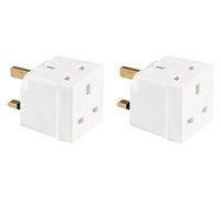 BAANI 2 Way Double Plug Adaptor - Multi Plugs Extension Sockets Adapter - UK 3 Pin Socket Extensions 250V 13 Amp - Power Extender Multiplug Block for Kitchen, Office, PC, TV, Indoor Lighting (2 Pack)