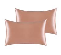 BAANI BEDDING Satin Pillow Cases 2 Pack - Soft Luxury Pillow Covers with Envelop closure - Satin Pillowcase for Hair and Skin - Standard Size 50 x 75 cm (2 Pack, Peach)