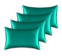 BAANI BEDDING Satin Pillow Cases 4 Pack - Soft Luxury Pillow Covers with Envelop Closure - Satin Pillowcase for Hair and Skin - Standard Size 50 x 75 cm (4 Pack, Teal)