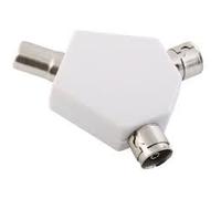 BAANI TV Aerial Splitter Adapter, 2-Way Coaxial Cable Y Connector, White 1 Male to 2 Female Outputs, 2-Way TV Aerial Coaxial Splitter, Freeview HD & FM/Radio Compatible Coax Split Adapter (Indoor)