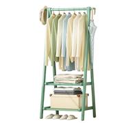 Baannaww Bamboo Clothes Rail, Clothes Rack with Double Layer Storage Shelf, Hanging Rail for clothes with 160cm High, Garment Rack for Bedroom, Lightweight Foldable Coat Stand L:66/86/116CM