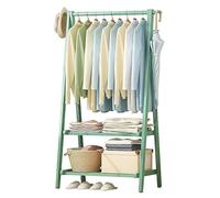 Baannaww Bamboo Clothes Rail, Clothes Rack with Double Layer Storage Shelf, Hanging Rail for clothes with 160cm High, Garment Rack for Bedroom, Lightweight Foldable Coat Stand L:66/86/116CM
