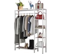 Baannaww Clothing Garment Rack, Metal Clothes Rail with with 4-Tier Storage Shelf, Free Standing Coat Stand, Heavy Duty Clothes Rail for Coats, Skirts, Shirts, Sweaters - 90/120/150cm
