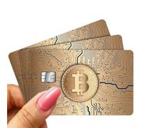 BAAQII 3 Pcs Bitcoin Cryptocurrency Gold Blue Credit Debit Card Skin Sticker Credit Bank Card Stickers