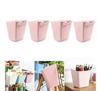 BAAQII 4X Plastic Hanging Cup Holder,Trolley Basket Storage Wall Organizer,Plant Containers,Storage Bucket,Artificial Planters/Plant Pot or Make Up Pencil Holder for Home Decor Office,Kitchen (Pink)