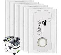 BAAQII 6 Pcs 204308 CT Mini/Midi-2/5 Replacement Filter Bags Compatible with Festool CT MINI, CT MIDI I (2019+), CT15 Vacuum Cleaner Dust Bag, Dirt Disposal Bags