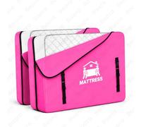 BAARA Mattress Bags for Moving - Waterproof Mattress Protector with 8 Handles | Plastic Mattress with Zipper | Mattress Bags for Carrying Household Essentials (2, Pink, King - 82×79×15)