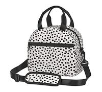BAAROO Animal Print Dots Black and White Dalmatian Lunch Bag,Durable Insulated Lunch Box Tote Bag Reusable Cooler Bag with Shoulder Strap