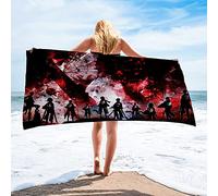 BAAROO Attack on Titan- Black red Background Microfiber Lightweight Absorption Sand Free Quickly Dry Beach Towel Camping Towel Travel Poo 130CM 80CM
