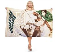 BAAROO Attack on Titan-Levi/Rivaille/Rival Ackerman Anime Microfiber Lightweight Absorption Sand Free Quickly Dry Beach Towel Camping Tow 130CM 80CM