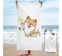 BAAROO Bath Towel, Cute Shiba Inu Beach Towel, Quick Dry Microfibre Absorbent Travel Towel for Sports Camping Swimming 130CM X 80CM