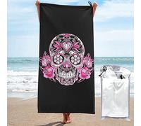 BAAROO Bath Towel, Pink Sugar Skull Beach Towel, Quick Dry Microfibre Absorbent Travel Towel for Sports Camping Swimming 130CM X 80CM