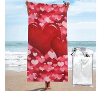 BAAROO Bath Towel, Romantic Red Pink Heart Beach Towel, Quick Dry Microfibre Absorbent Travel Towel for Sports Camping Swimming 130CM X 80CM